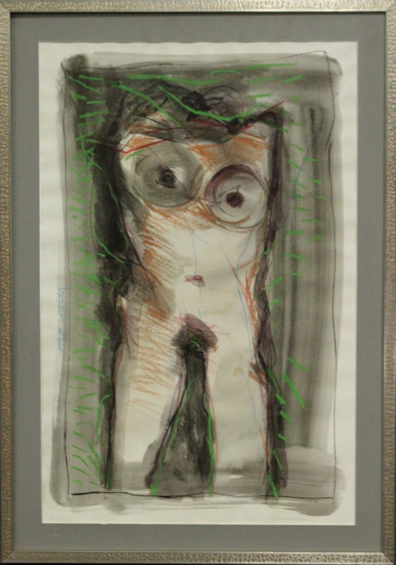 Modernism Abstract Torso Watercolor Signed Illegible (1 of 3)