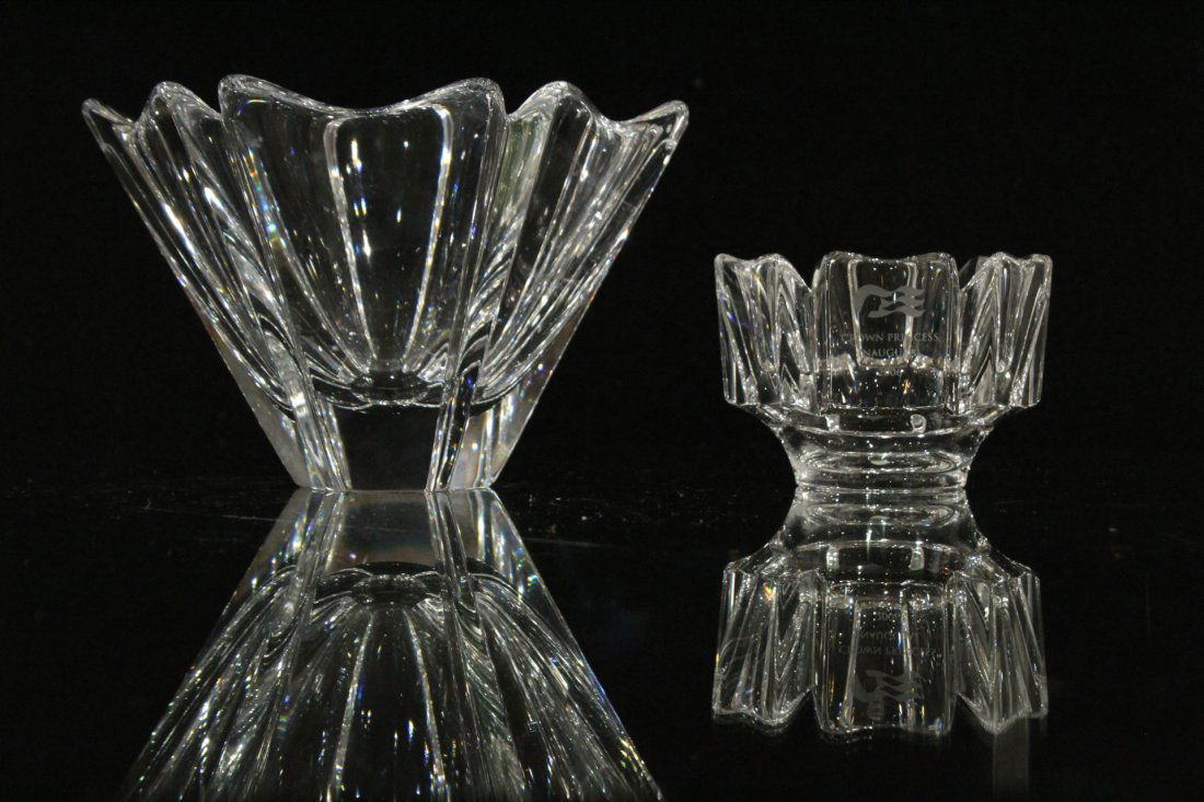 Two [2] Orrefors Heavy Clear Glass Bowls Signed (1 of 8)