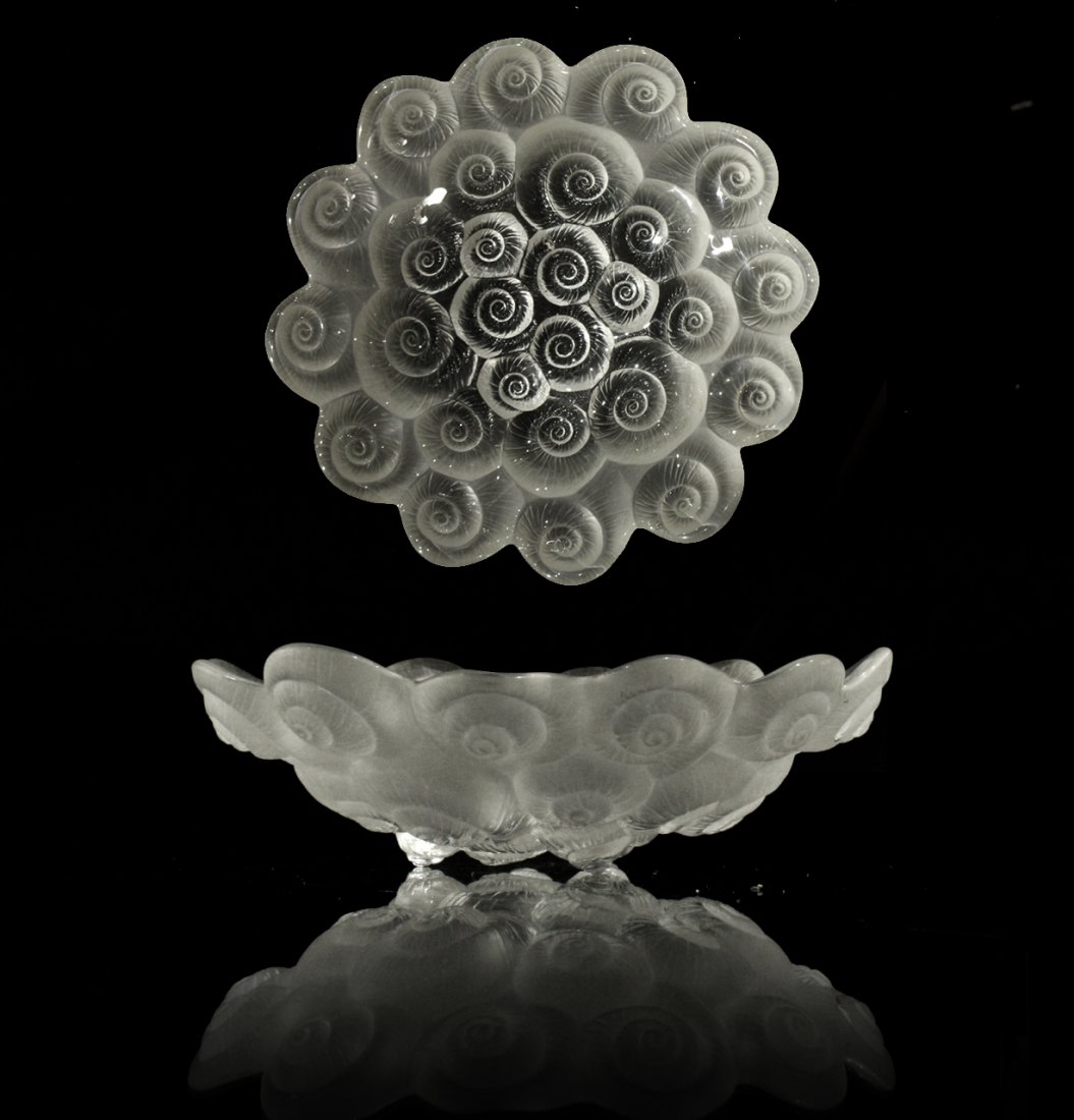 Lalique ? Quality Glass Embossed Snails Design (1 of 3)