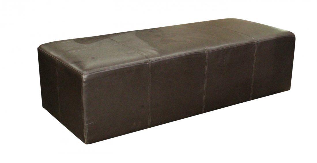 Brown Leather Rectangular Foot Of Bed or Window Bench (1 of 3)