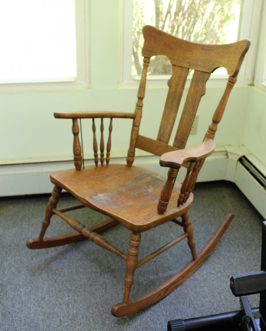 Oak Rocker Circa 1910: Oak Rocker Circa 1910, Clean finish.Size: 36 in. height, 25 in. wide.
