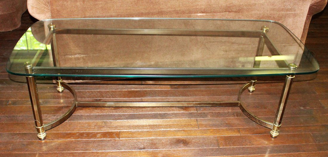 Quality Brass Base Coffee Table With Glass Top (1 of 3)