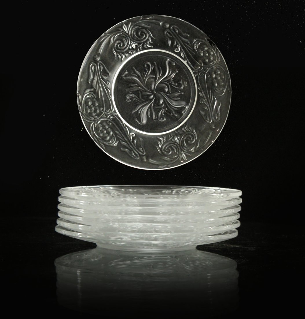 Six [6] Val St. Lambert Embossed Glass Plates (1 of 4)