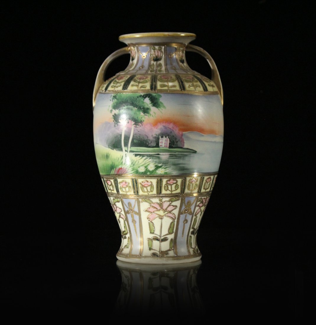 Circa 1910 Signed MM Hand Painted Scenic Vase (1 of 6)