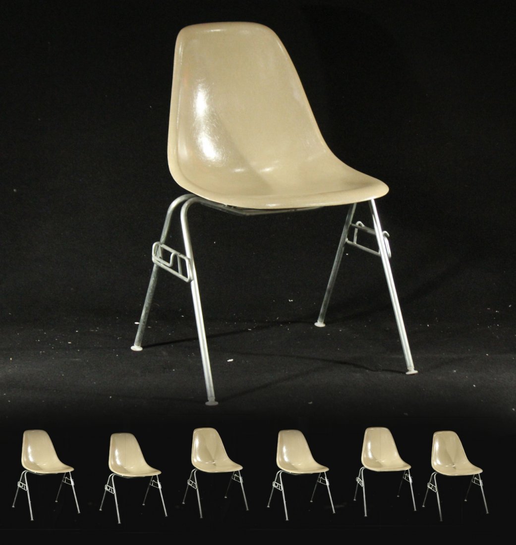 Six [6] Charles Eames Herman Miller Stack Shell Chairs (1 of 8)