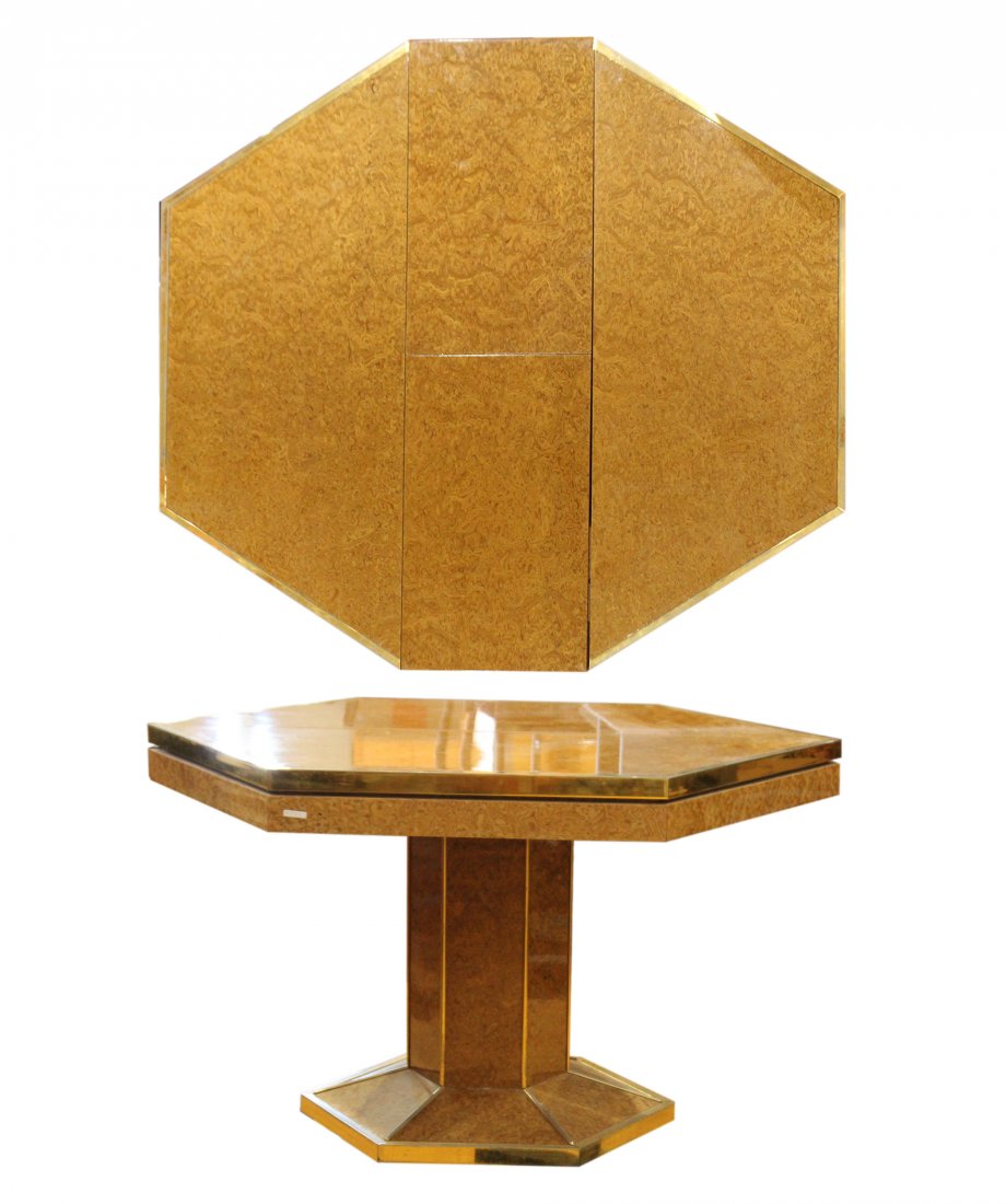 MILO BAUGHMAN Burl Wood Octagon Dining Table with Leaf (1 of 3)