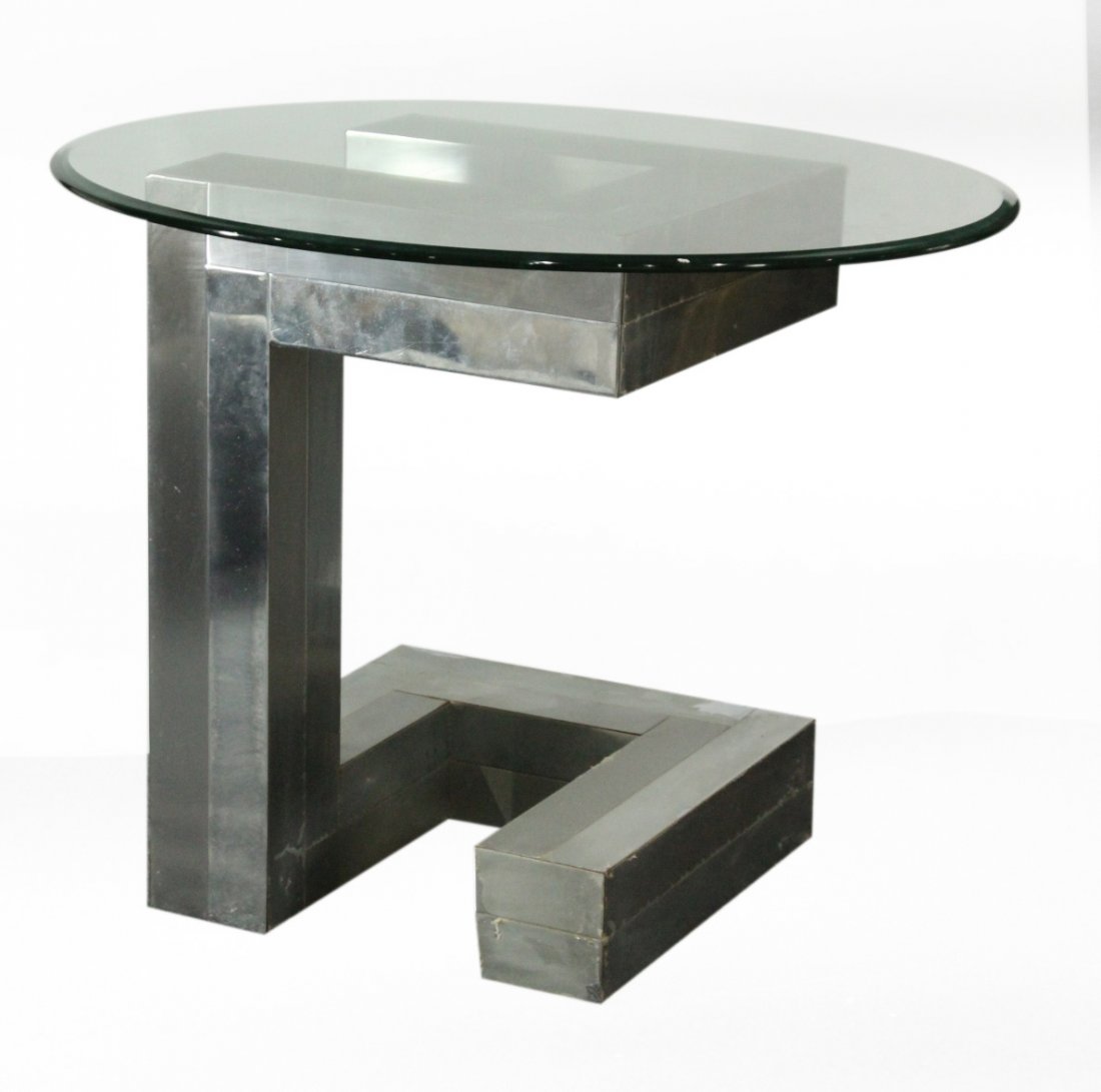 PAUL EVANS CITYSCAPE Directional Chrome Stand Glass Top (1 of 6)