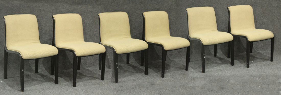 KNOLL Set Six [6] Ebony Bent Ply Dining Chairs - Clean: KNOLL Set Six [6] Ebony Bent Ply Dining Chairs - Clean upholstery. Label: Knoll International. Size: 31 h , 19w