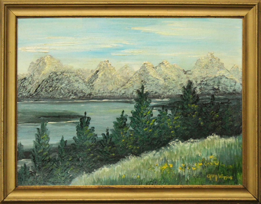 GUY WIGGINS,  Oil/B Western American Lake Landscape (1 of 3)