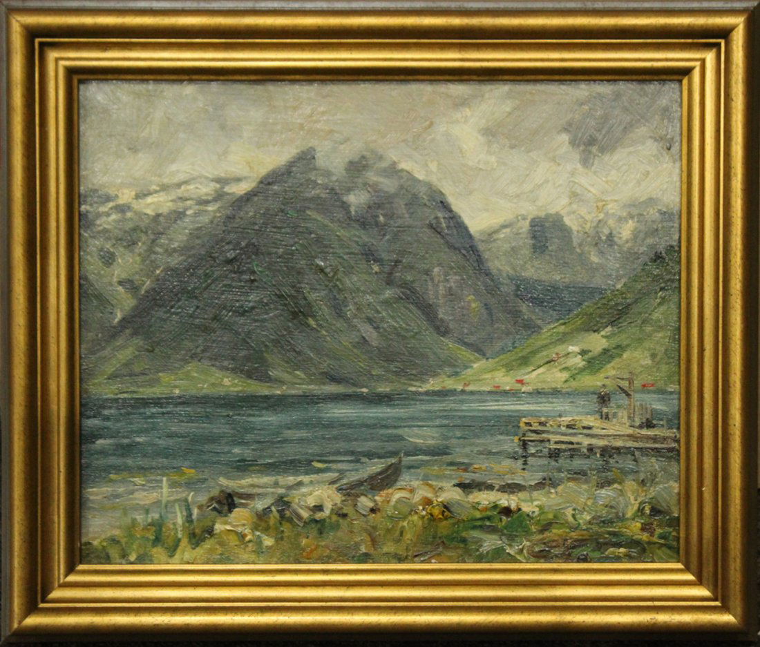 GARDNER SYMONS Mountainous River Landscape Oil Painting (1 of 3)