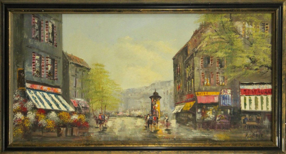 ROBERT, Vintage Oil/c French Street Scene Outdoor Cafe (1 of 3)