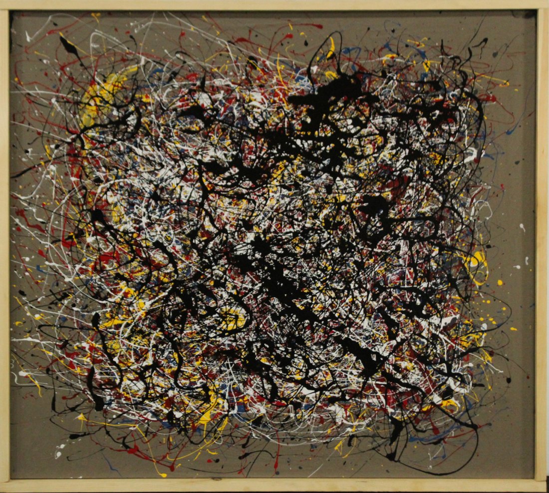 JACKSON POLLOCK STYLE Mid-Century Mod Drip Art Painting (1 of 2)