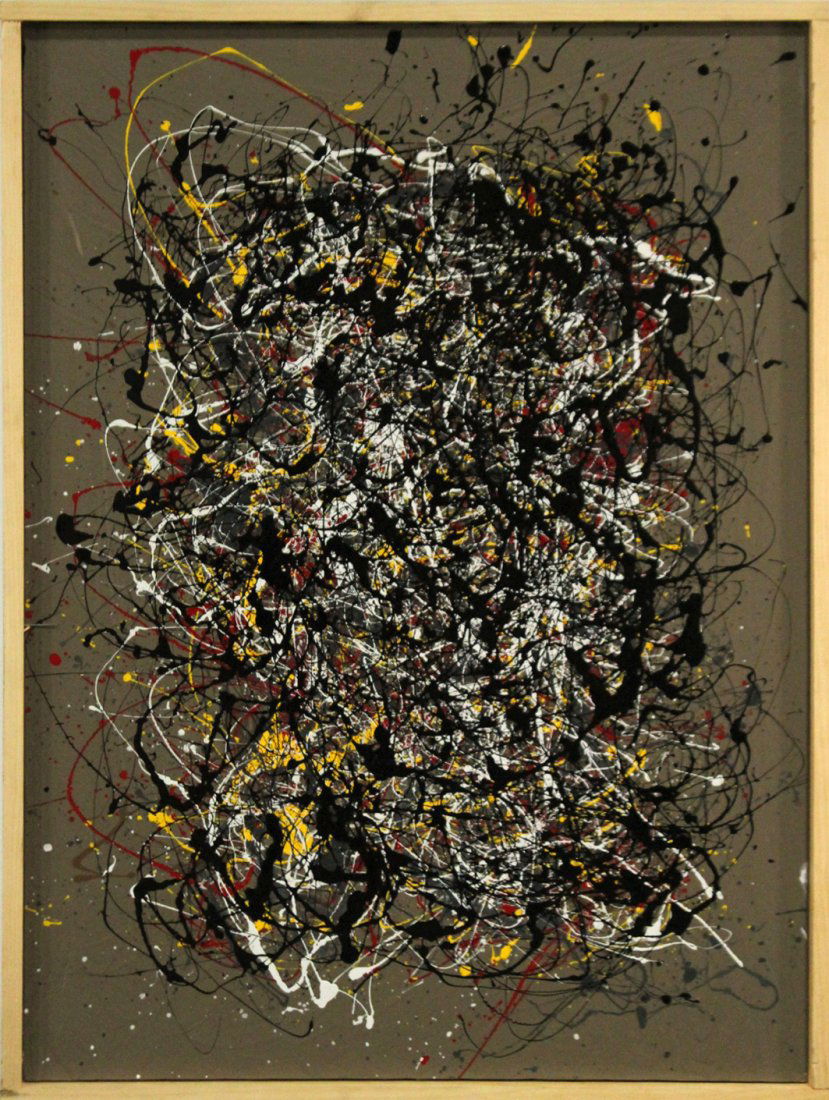 JACKSON POLLOCK STYLE Mid-Century Mod Drip Art Painting (1 of 2)