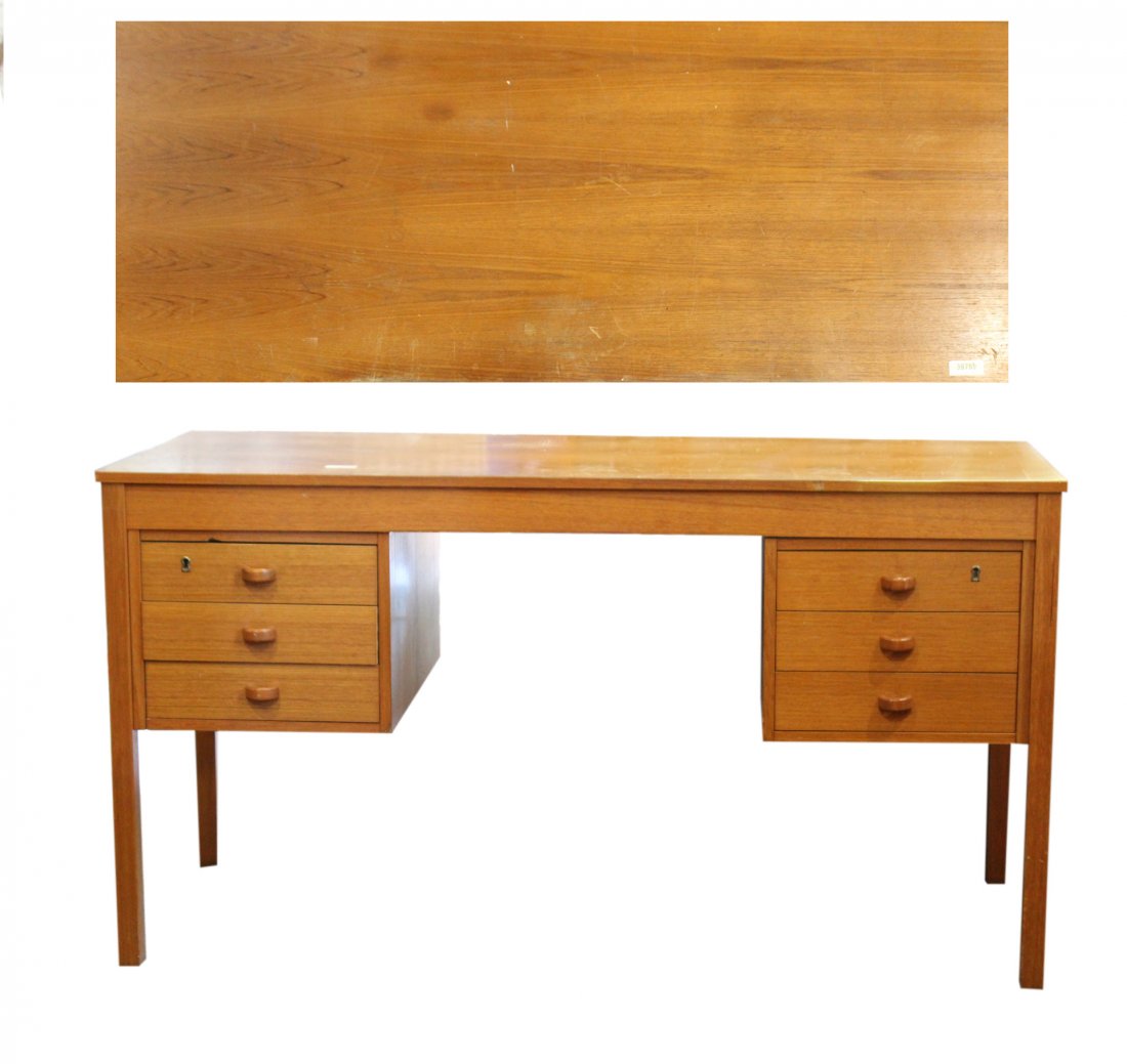 Mid-Century Modern Danish Design Flat Top Teak Desk (1 of 5)