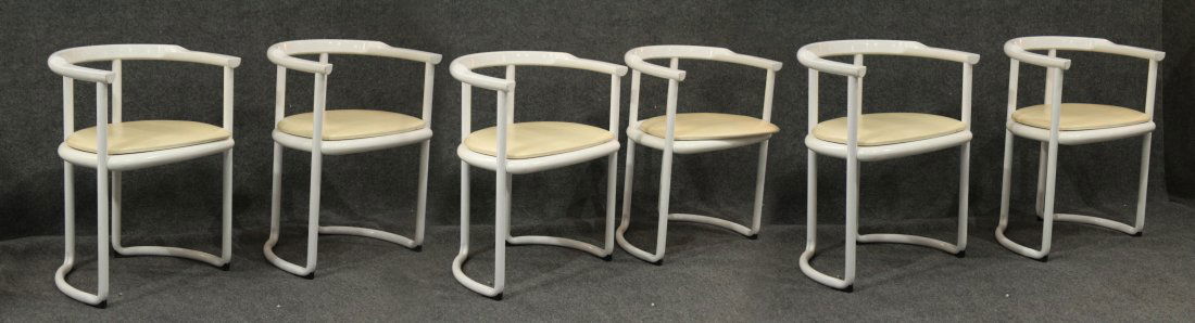 Six [6] TITO AGNOLI For Ycami White Barrel Back Chairs (1 of 7)