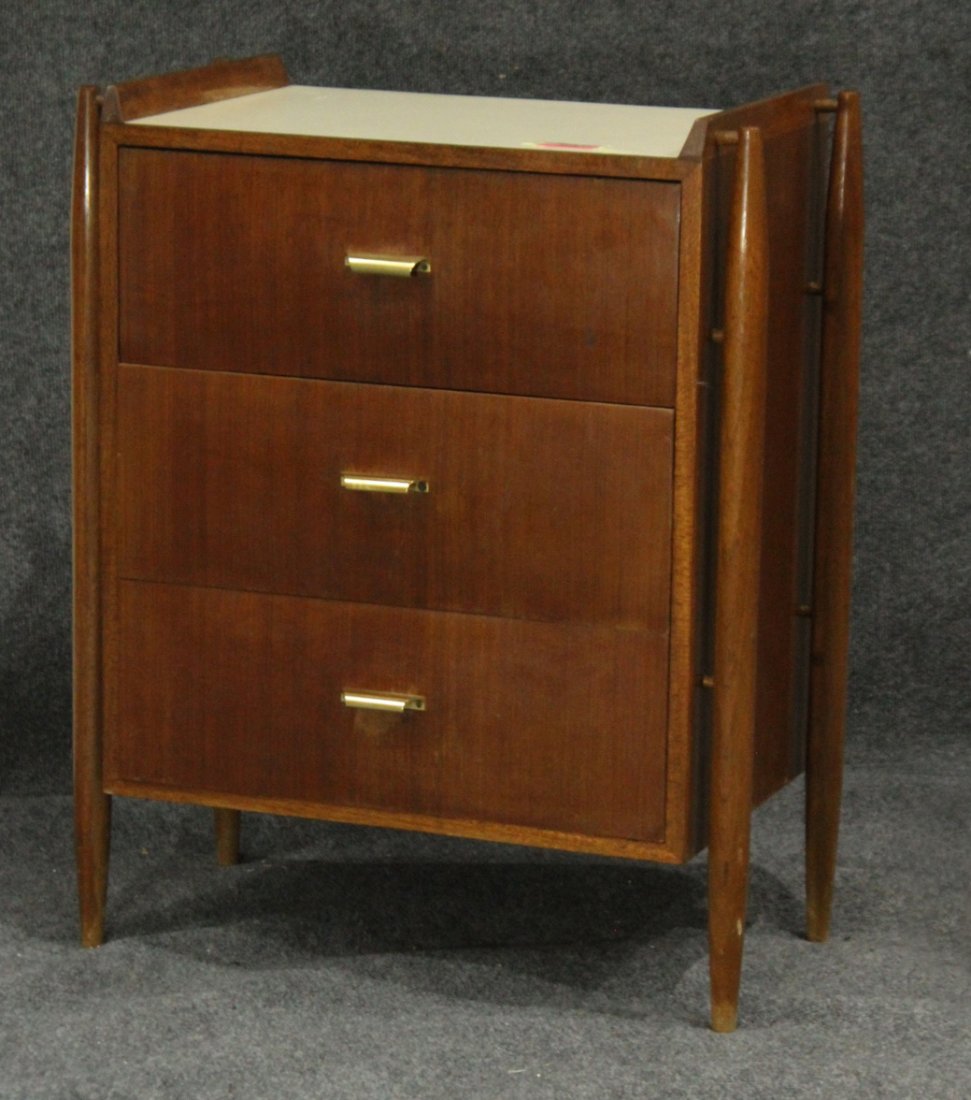 Mid-Century Modern 3-Drawer Bed Stand Outside Legs (1 of 4)