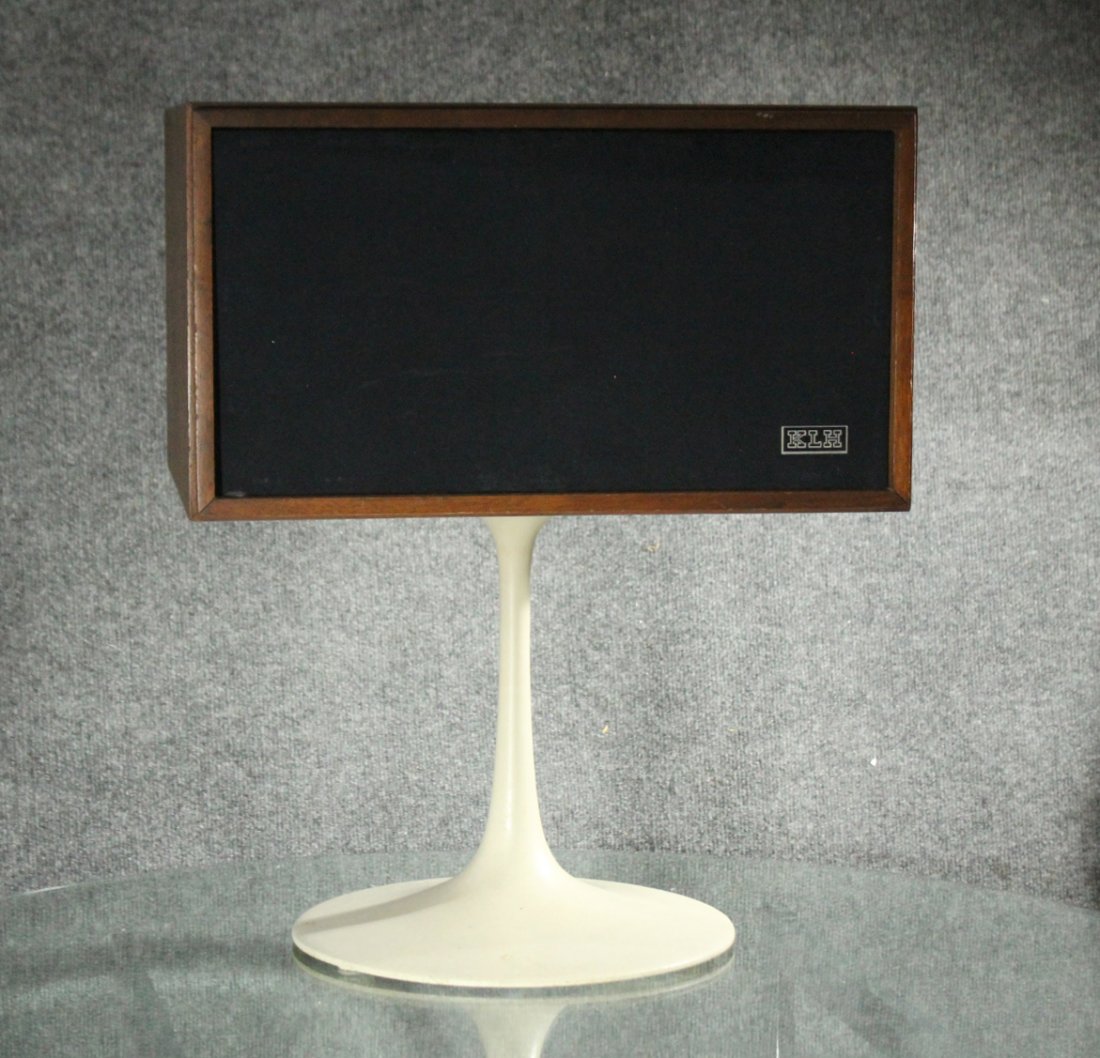 Teak KLH Speaker With Tulip Base - Works Fine: Teak KLH Speaker With Tulip Base - Works Fine. Size: 24 h , 19 x 16