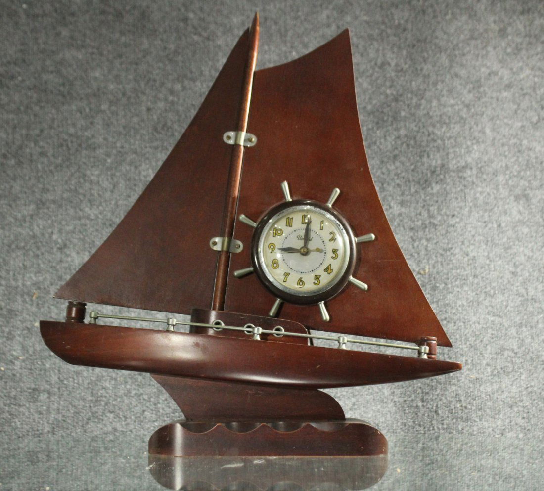 Mid-Century Modern Wooden Sail Boat Clock by United (1 of 5)