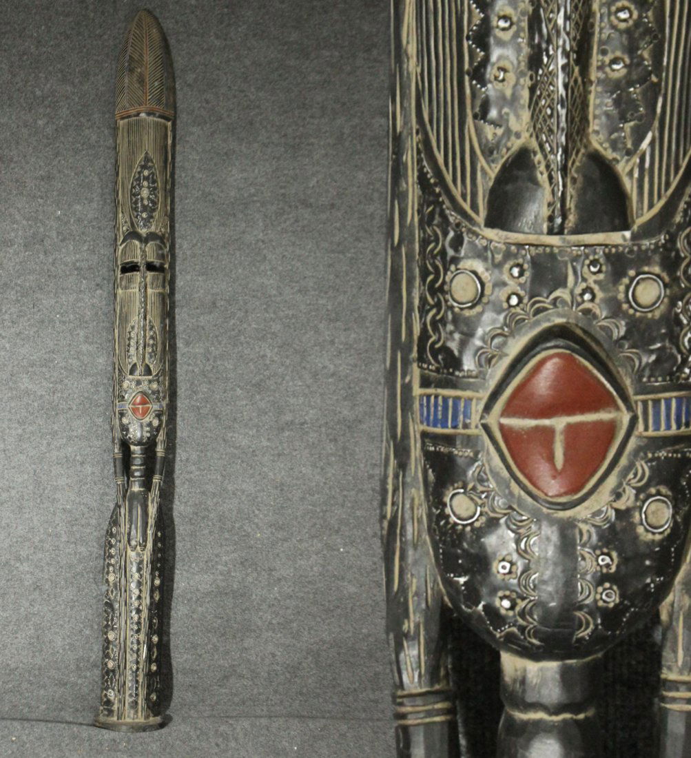 African Carved Wood Face Ceremonial Dance Mask 79 in. L (1 of 7)