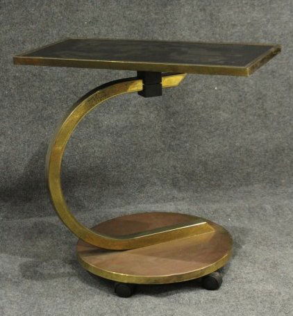 GILBERT RHODE STYLE Brass Rotating Cocktail Table Cart (1 of 7)