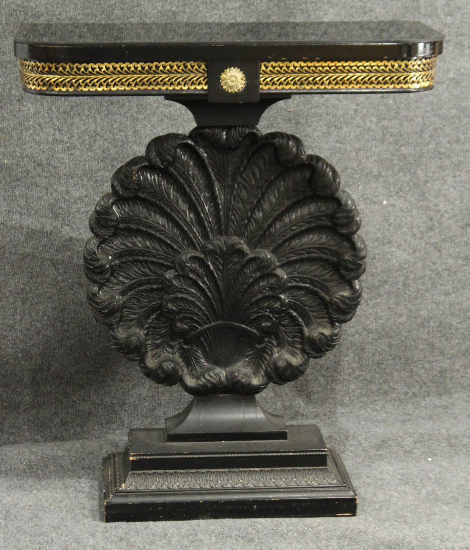 HOLLYWOOD REGENCY Fleur -De -Lis Ebony Hall Stand (1 of 6)