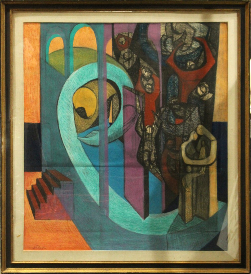 SATOR, Mid-Century Modern Large Size Abstract Painting (1 of 5)