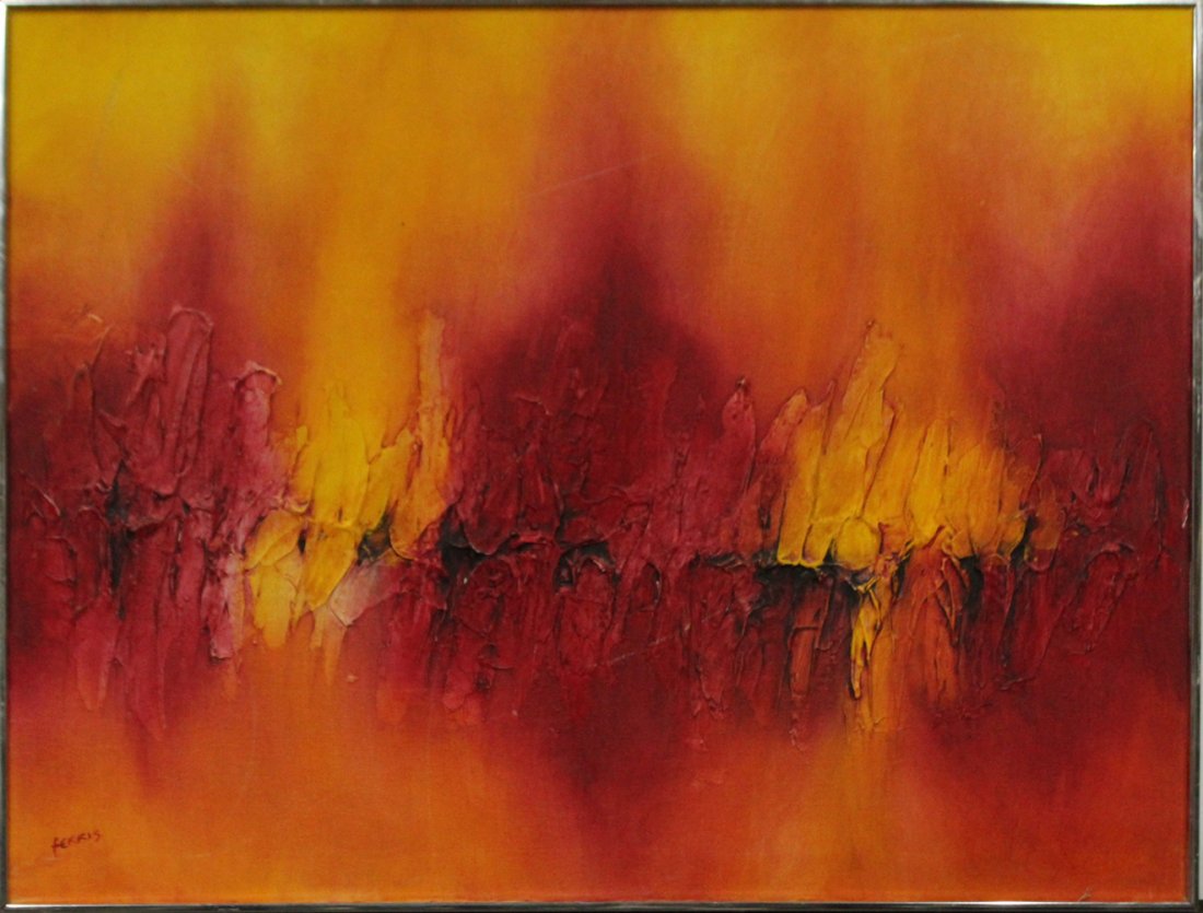 ROBERTA FERRIS, Oil/C Mid-Century Modern Abstract (1 of 5)