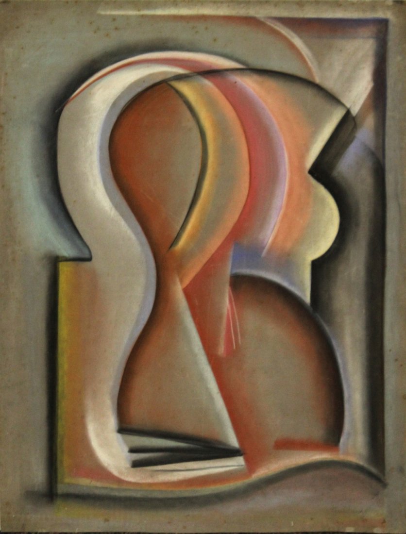 TENNHARDT,  Pastel, IMPORTANT ABSTRACT SIGNED (1 of 4)