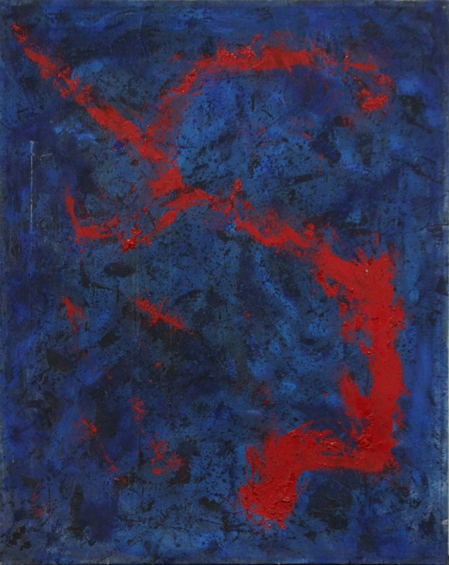 AZUL G HAS, Oil/C, Mid-Century Modern Abstract (1 of 3)