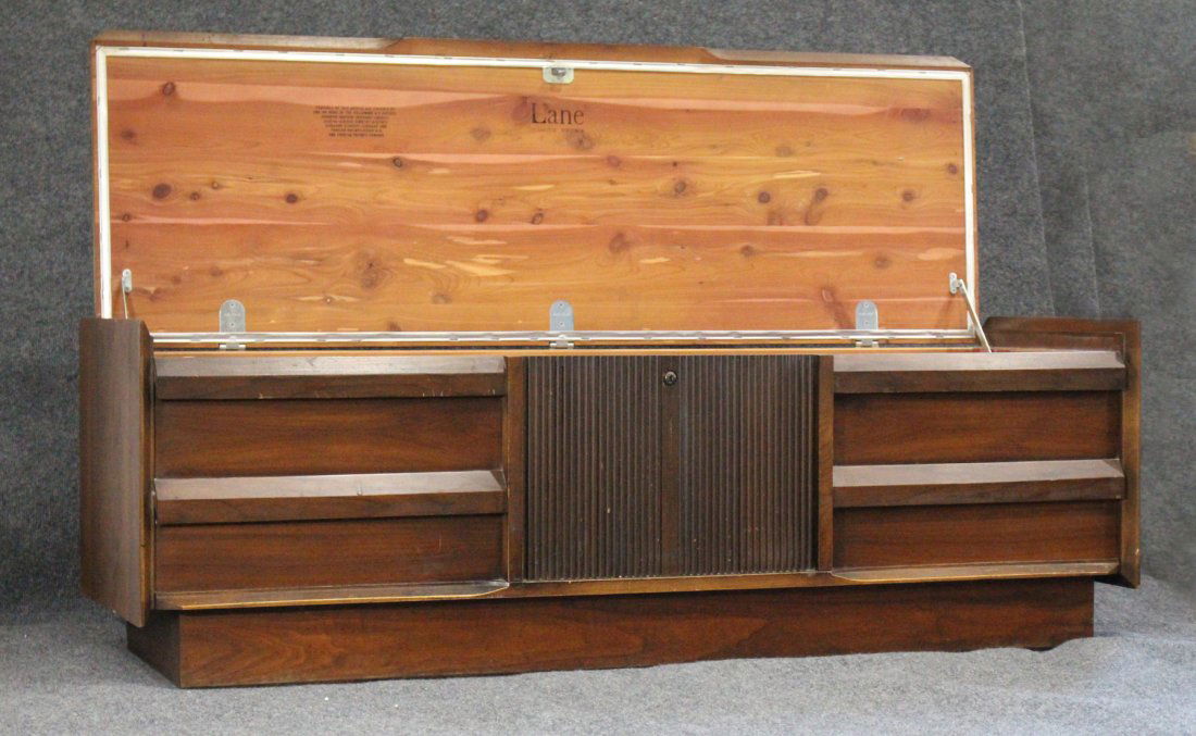 LANE Mid-Century Modern Cedar Chest Faux Tambor Front (1 of 4)