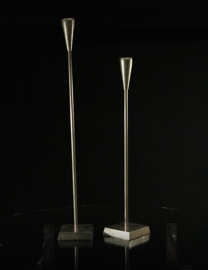 MODERN DESIGN TALL CANDLESTICKS Two [2] Graduated Size (1 of 3)