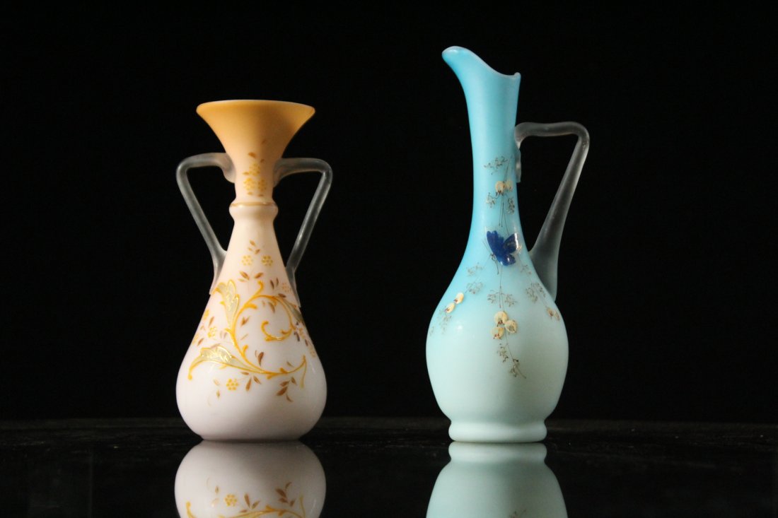 Two [2] MOUNT WASHINGTON GLASS ENAMEL DECORATED (1 of 4)