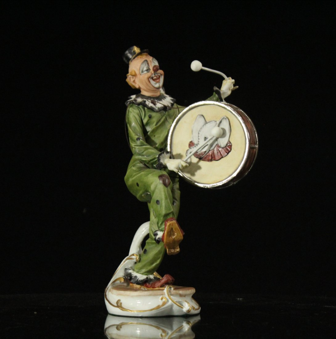 CAPODIMONTE Porcelain Clown Figure Playing Drum SIGNED (1 of 7)
