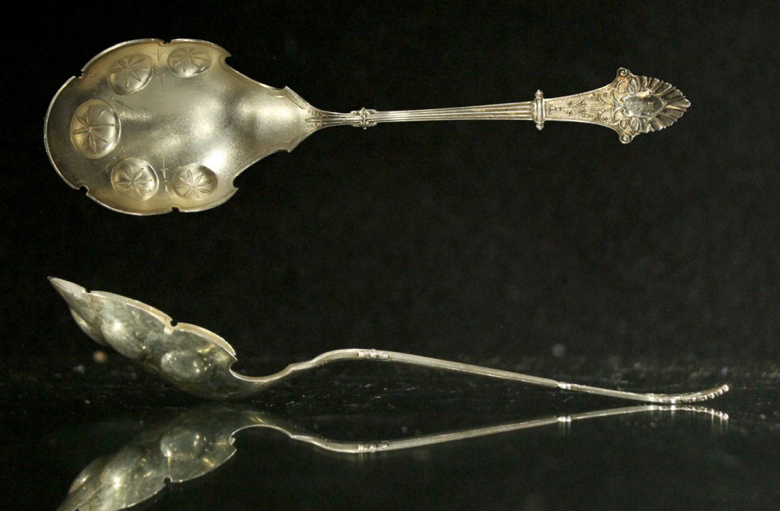 STERLING Victorian Large Ornate Serving Spoon; 2.68 oz. (1 of 4)
