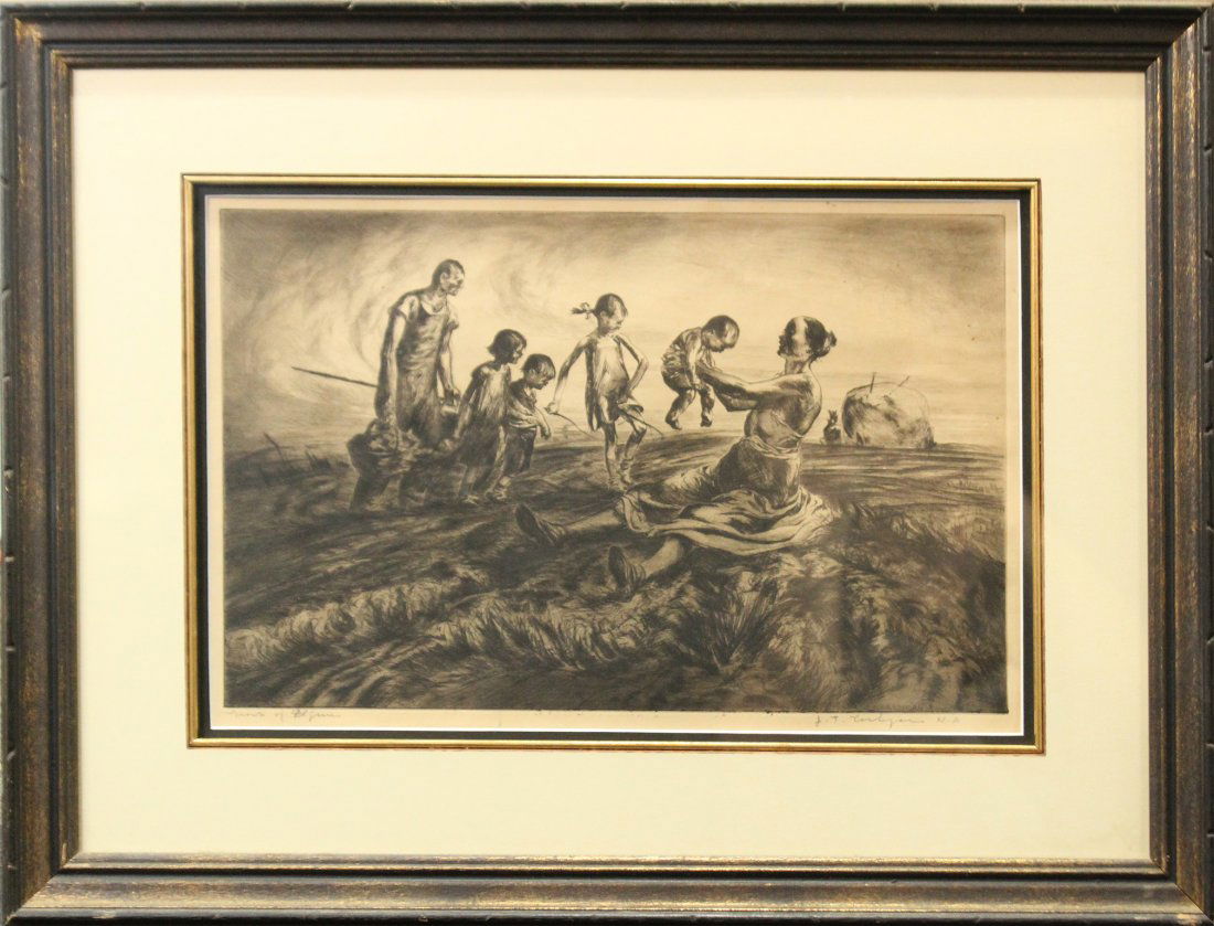 JOHN COSTIGAN  (1888 -1972) FARM FIGURES Signed Etching (1 of 5)
