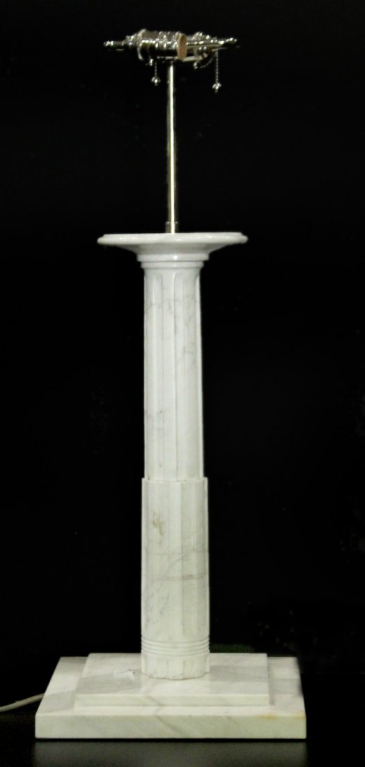 POLISHED WHITE MARBLE COLUMN TABLE LAMP (1 of 3)