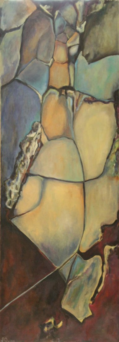 J QUINN Mid-Century BIOMORPHIC ABSTRACT OIL/C Painting (1 of 3)