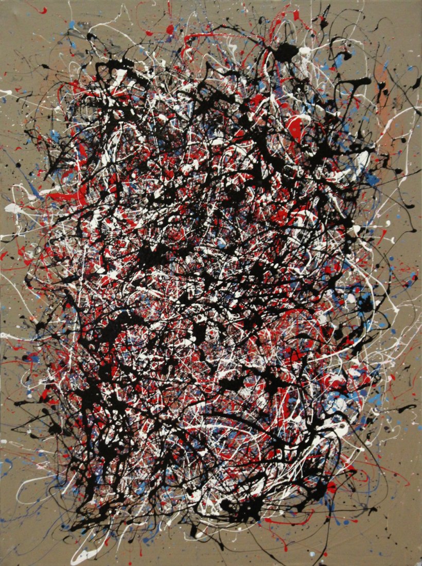JACKSON POLLOCK STYLE Drip Art Painting EXCEPTIONAL LG. (1 of 3)