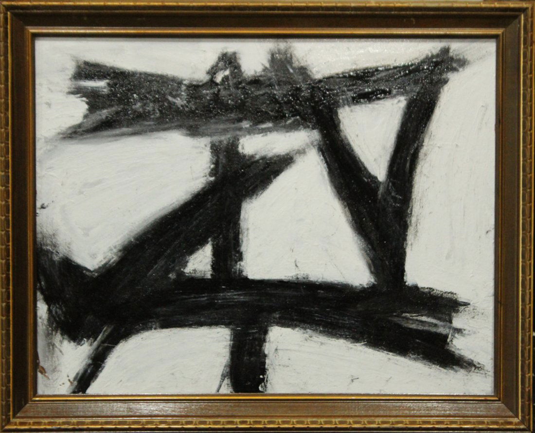 FRANZ KLINE attributed Mid Century Modern Abstract Oil (1 of 4)