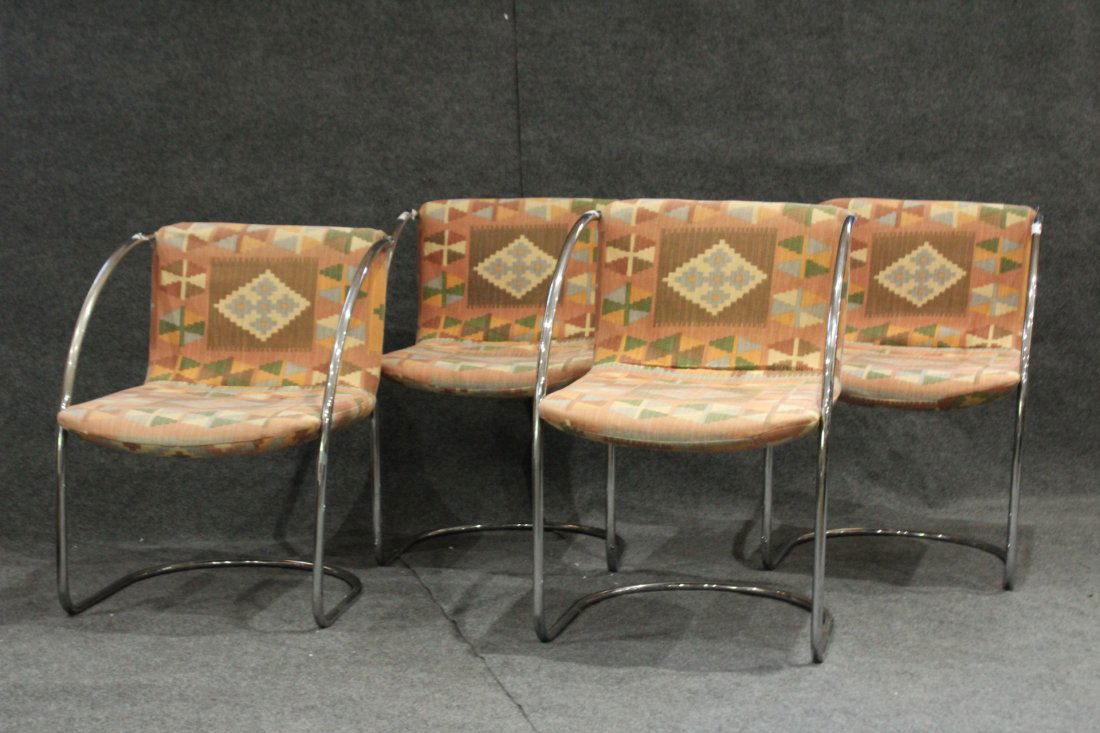 Set Four [4] MIES VAN DER ROHE TUBULAR CHROME CHAIRS (1 of 6)