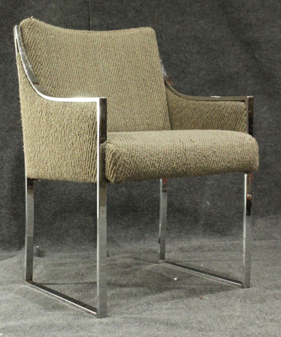 MILO BAUGHMAN Flat Bar Chrome Upholstered Arm Chair (1 of 5)