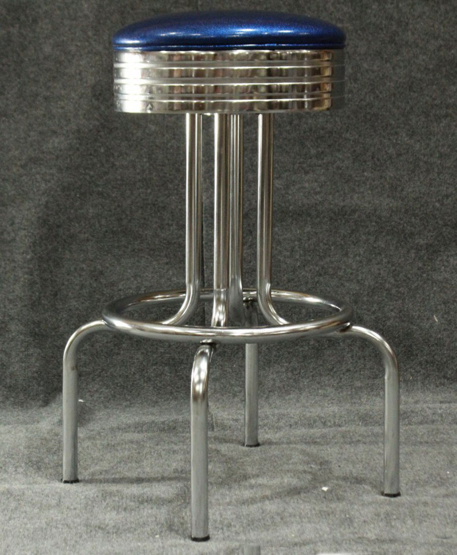 ART DECO TUBULAR CHROME SWIVEL SEAT BAR STOOL (1 of 4)