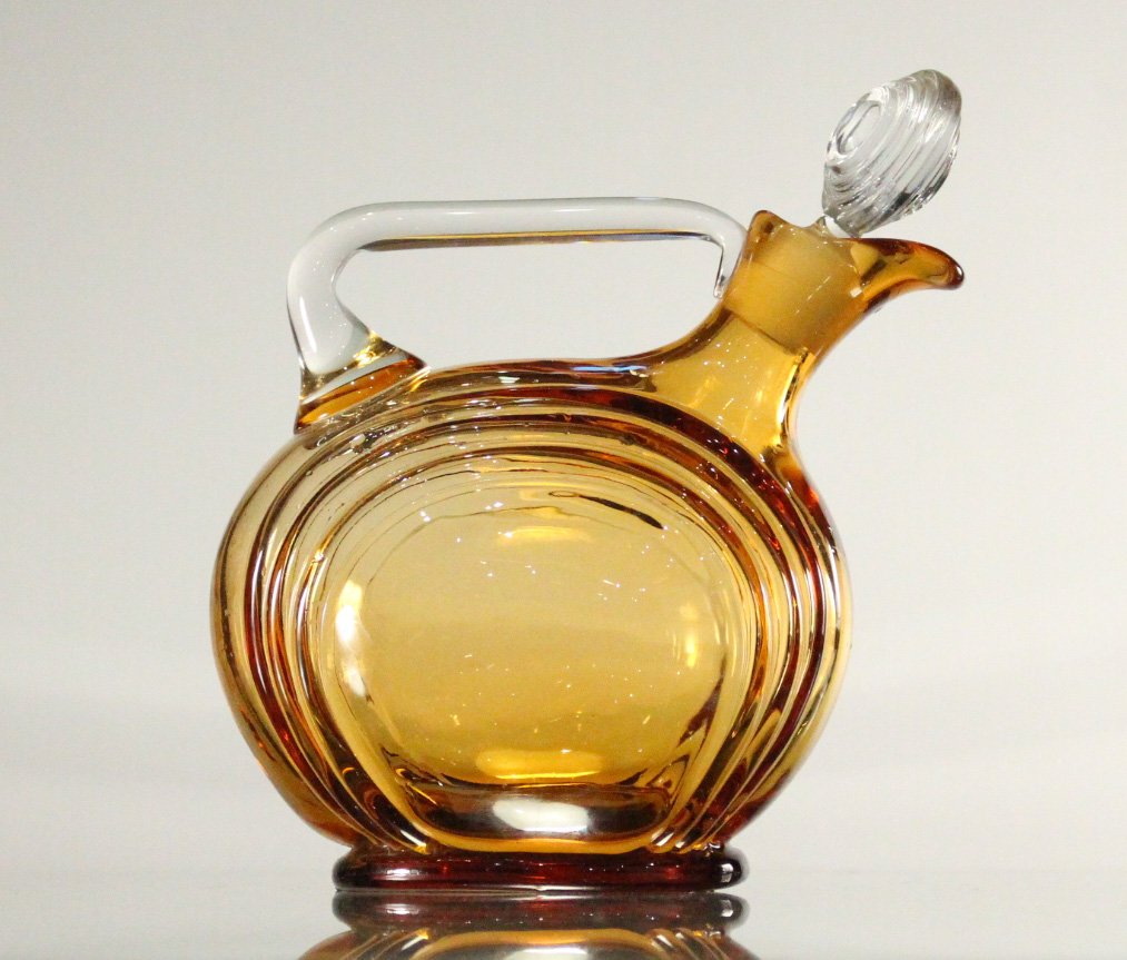 AMBER CAMBRIDGE GLASS DECANTER - Art Deco Style (1 of 5)