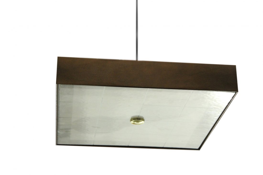 Mid-Century Modern TEAK SQUARE FRAME CEILING FIXTURE (1 of 5)