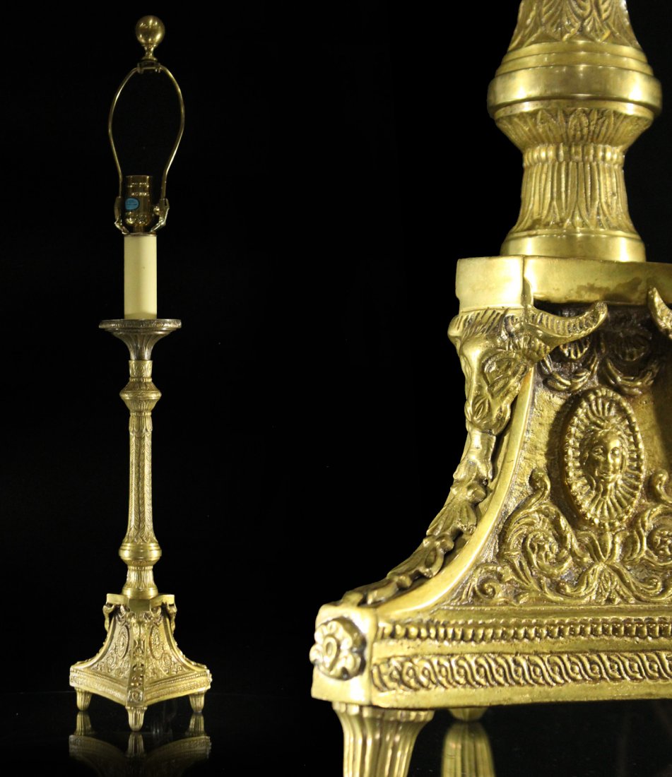 ITALIAN RENAISSANCE BRONZE CANDLESTICK LAMP electrified (1 of 5)