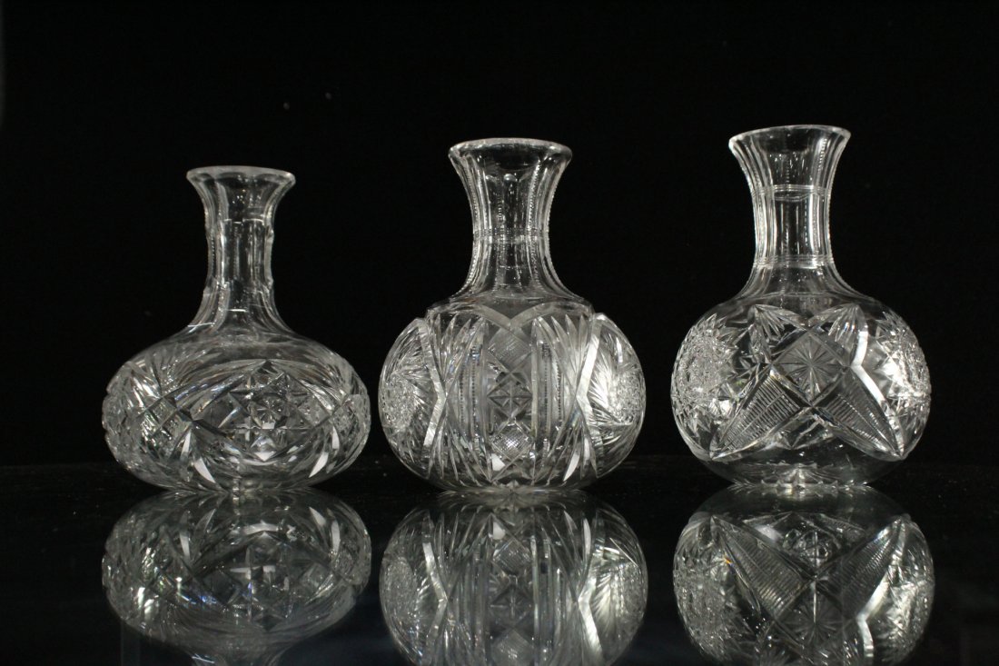 THREE [3] Assorted CUT GLASS DECANTER Bases (1 of 9)