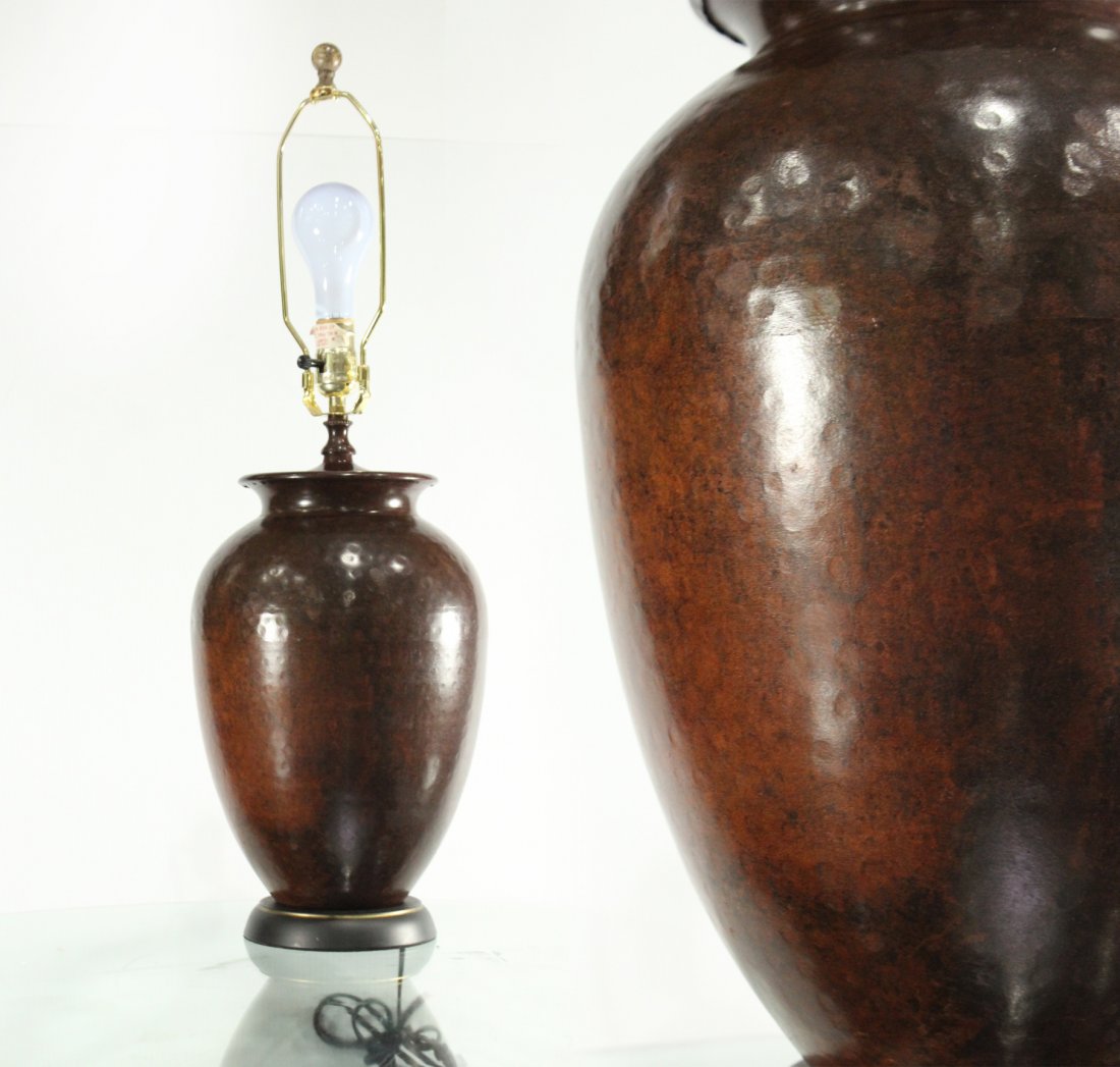 ARTS & CRAFTS MISSION Hand Hammered COPPER URN LAMP (1 of 3)