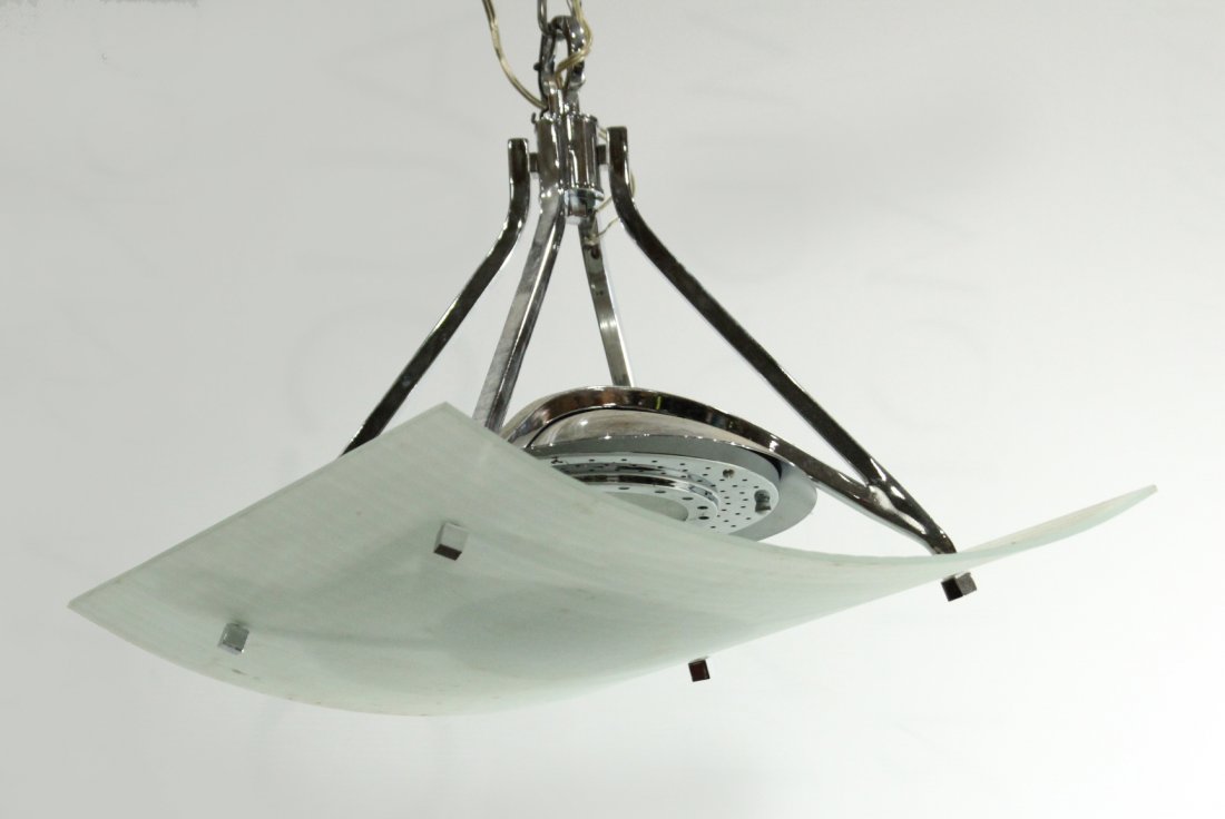 Mid-Century Design CHROME & CURVED GLASS Light Fixture (1 of 4)
