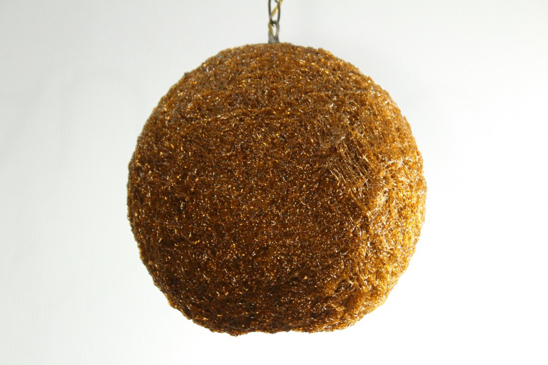 Mid-Century Modern AMBER SPAGHETTI BALL HANGING LAMP (1 of 6)
