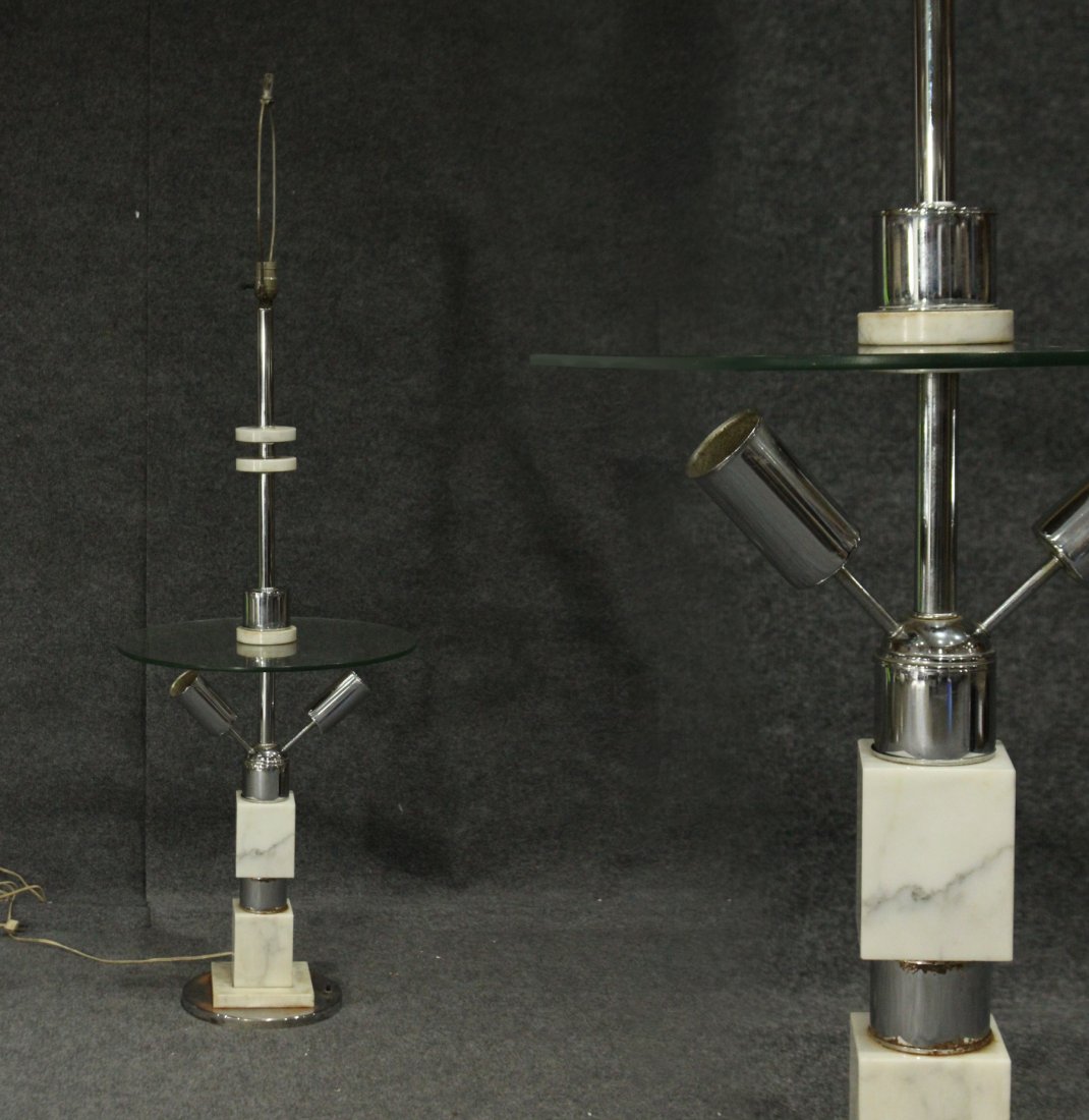 Mid-Century Modern WHITE MARBLE AND CHROME FLOOR LAMP (1 of 5)
